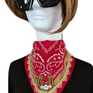 Boho OOAK Fabric Choker Shabby Chic Scarf Necklace Collar Handmade Fiber Art NEW